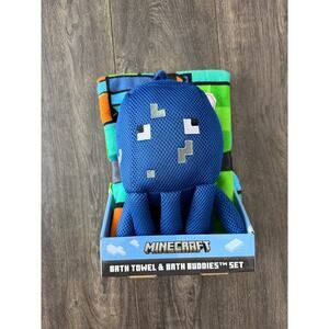 Minecraft Bath Towel & Bath Buddies set NEW